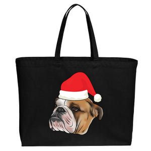 English Bulldog With Santa Claus Hat Dog Lover Christmas Gift Cotton Canvas Jumbo Tote