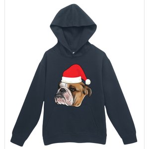 English Bulldog With Santa Claus Hat Dog Lover Christmas Gift Urban Pullover Hoodie