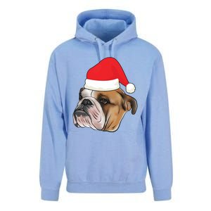 English Bulldog With Santa Claus Hat Dog Lover Christmas Gift Unisex Surf Hoodie