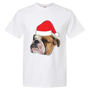 English Bulldog With Santa Claus Hat Dog Lover Christmas Gift Garment-Dyed Heavyweight T-Shirt