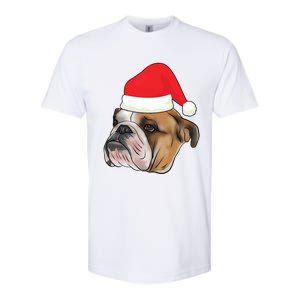 English Bulldog With Santa Claus Hat Dog Lover Christmas Gift Softstyle CVC T-Shirt