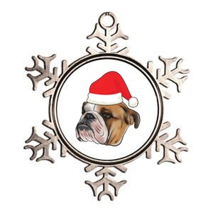 English Bulldog With Santa Claus Hat Dog Lover Christmas Gift Metallic Star Ornament