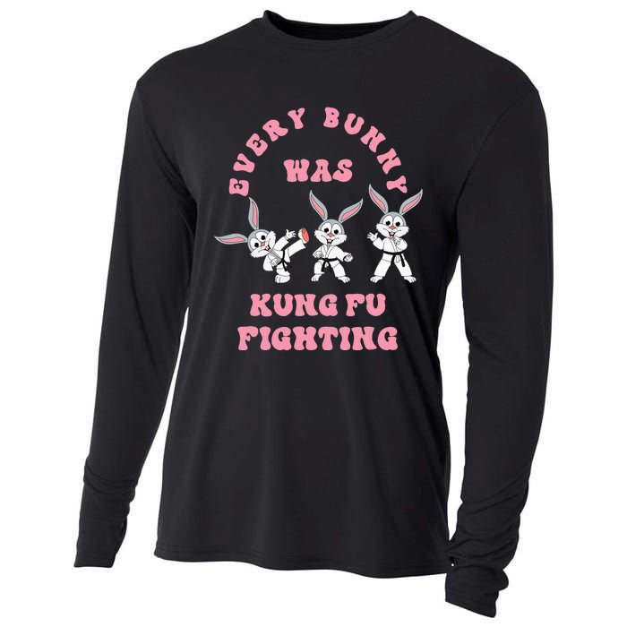 Every Bunny Was Kung Fu Fighting Karate Easter Rabbit Funny Cooling Performance Long Sleeve Crew