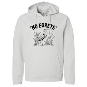 Egret Bird Watching Watcher Birder Performance Fleece Hoodie