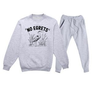 Egret Bird Watching Watcher Birder Premium Crewneck Sweatsuit Set