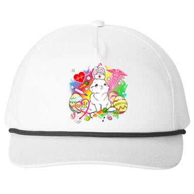 Easter Bunny With Stethoscope Easter Eggs Nurse Easter Day Cute Gift Snapback Five-Panel Rope Hat