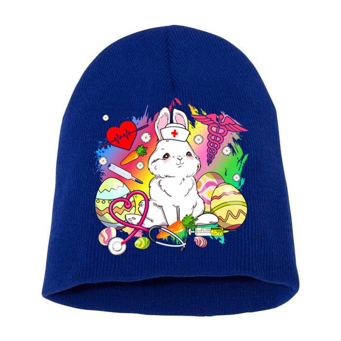 Easter Bunny With Stethoscope Easter Eggs Nurse Easter Day Cute Gift Short Acrylic Beanie