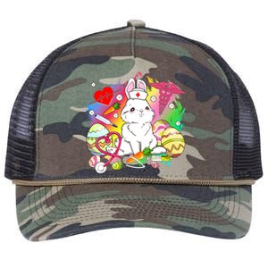 Easter Bunny With Stethoscope Easter Eggs Nurse Easter Day Cute Gift Retro Rope Trucker Hat Cap