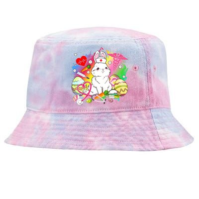 Easter Bunny With Stethoscope Easter Eggs Nurse Easter Day Cute Gift Tie-Dyed Bucket Hat