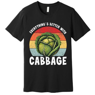 Everything’s Better With Cabbage Funny Retro Cabbage Lover Premium T-Shirt