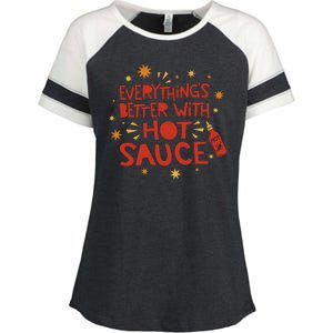 Everything's Better With Hot Sauce Enza Ladies Jersey Colorblock Tee