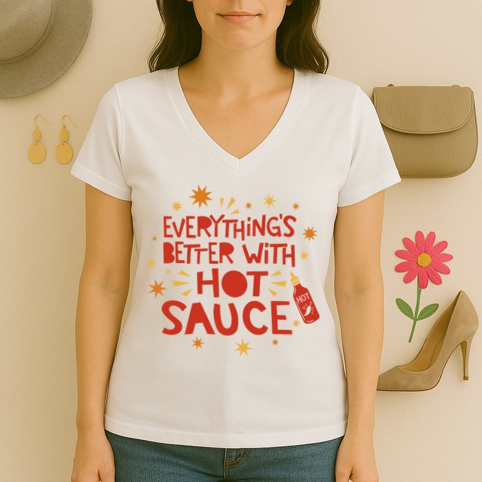 Everything's Better With Hot Sauce Women's V-Neck T-Shirt