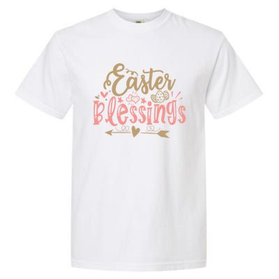 Easter Blessings With Easter Egg Graphic Great Gift Garment-Dyed Heavyweight T-Shirt