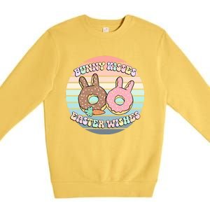 Easter Bunny Wishes Donuts Rabbit Carrot Cute Pastel Gift Premium Crewneck Sweatshirt