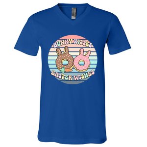 Easter Bunny Wishes Donuts Rabbit Carrot Cute Pastel Gift V-Neck T-Shirt