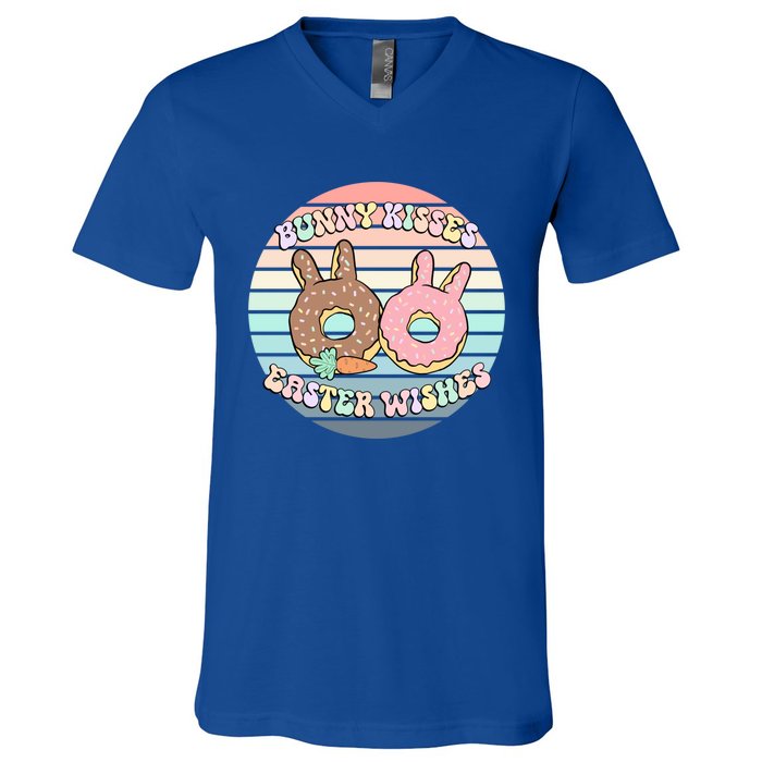 Easter Bunny Wishes Donuts Rabbit Carrot Cute Pastel Gift V-Neck T-Shirt