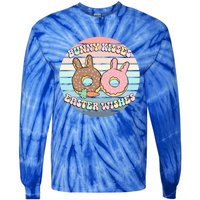 Easter Bunny Wishes Donuts Rabbit Carrot Cute Pastel Gift Tie-Dye Long Sleeve Shirt