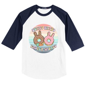 Easter Bunny Wishes Donuts Rabbit Carrot Cute Pastel Gift Baseball Sleeve Shirt