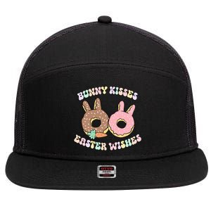 Easter Bunny Wishes Donuts Rabbit Carrot Retro Groovy Gift 7 Panel Mesh Trucker Snapback Hat