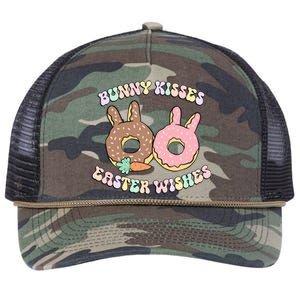 Easter Bunny Wishes Donuts Rabbit Carrot Retro Groovy Gift Retro Rope Trucker Hat Cap