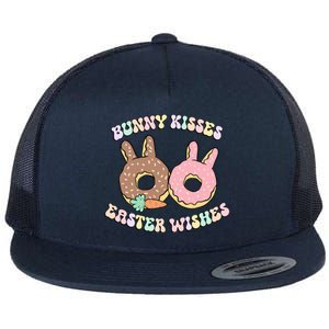 Easter Bunny Wishes Donuts Rabbit Carrot Retro Groovy Gift Flat Bill Trucker Hat