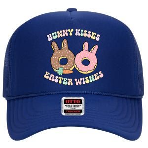 Easter Bunny Wishes Donuts Rabbit Carrot Retro Groovy Gift High Crown Mesh Back Trucker Hat