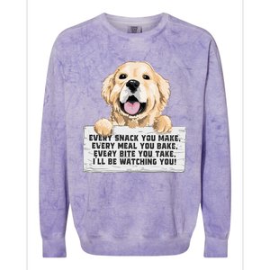 Every Bite You Take I'll Be Watching You Golden Retriever Colorblast Crewneck Sweatshirt