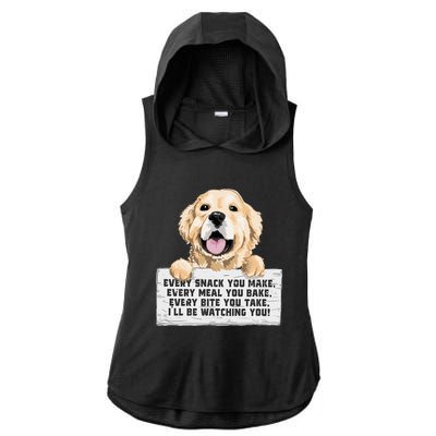 Every Bite You Take I'll Be Watching You Golden Retriever Ladies PosiCharge Tri-Blend Wicking Draft Hoodie Tank