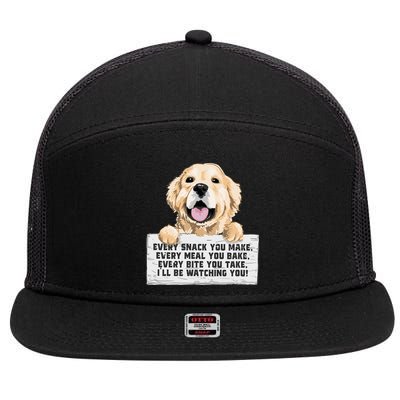 Every Bite You Take I'll Be Watching You Golden Retriever 7 Panel Mesh Trucker Snapback Hat