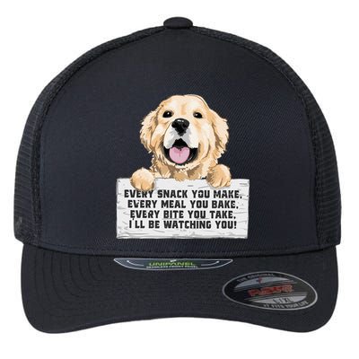 Every Bite You Take I'll Be Watching You Golden Retriever Flexfit Unipanel Trucker Cap