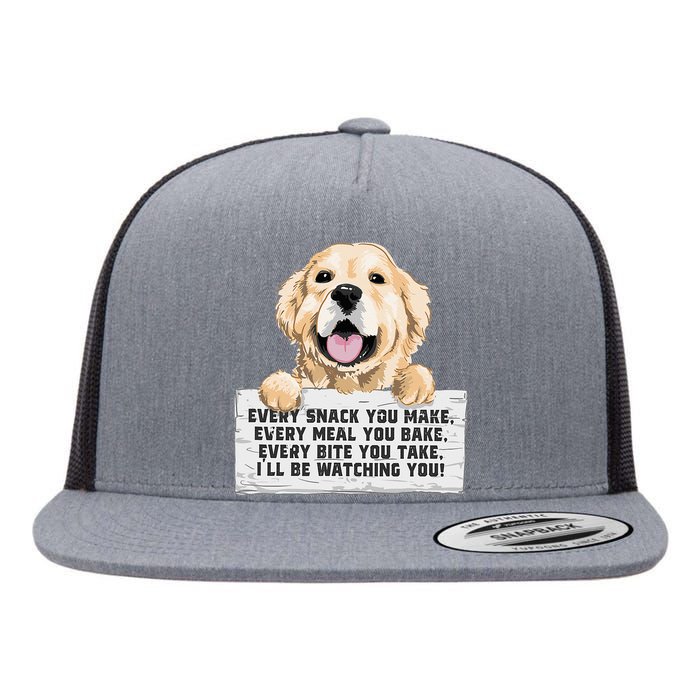 Every Bite You Take I'll Be Watching You Golden Retriever Flat Bill Trucker Hat