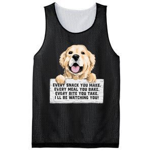 Every Bite You Take I'll Be Watching You Golden Retriever Mesh Reversible Basketball Jersey Tank