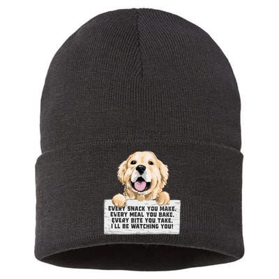 Every Bite You Take I'll Be Watching You Golden Retriever Sustainable Knit Beanie