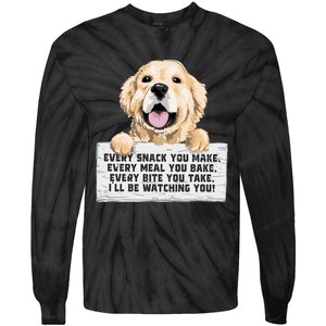 Every Bite You Take I'll Be Watching You Golden Retriever Tie-Dye Long Sleeve Shirt