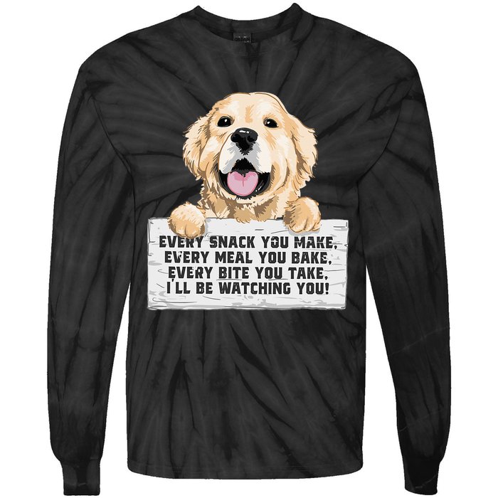 Every Bite You Take I'll Be Watching You Golden Retriever Tie-Dye Long Sleeve Shirt