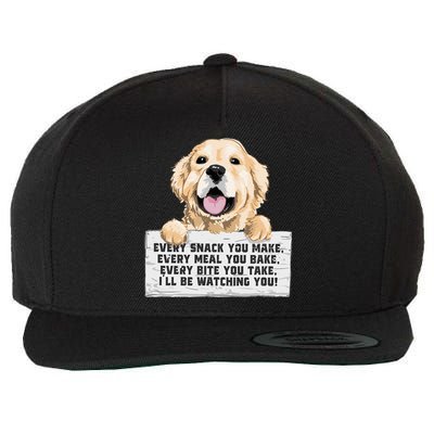 Every Bite You Take I'll Be Watching You Golden Retriever Wool Snapback Cap