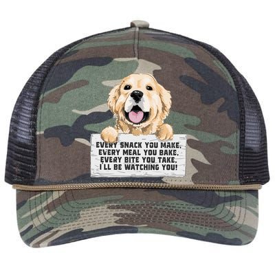 Every Bite You Take I'll Be Watching You Golden Retriever Retro Rope Trucker Hat Cap