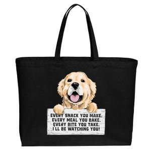 Every Bite You Take I'll Be Watching You Golden Retriever Cotton Canvas Jumbo Tote