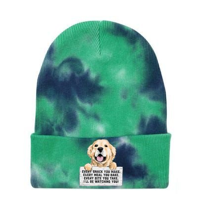 Every Bite You Take I'll Be Watching You Golden Retriever Tie Dye 12in Knit Beanie