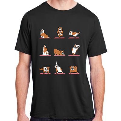 English Bulldog Yoga Puppy Yoga Poses And Meditation Adult ChromaSoft Performance T-Shirt