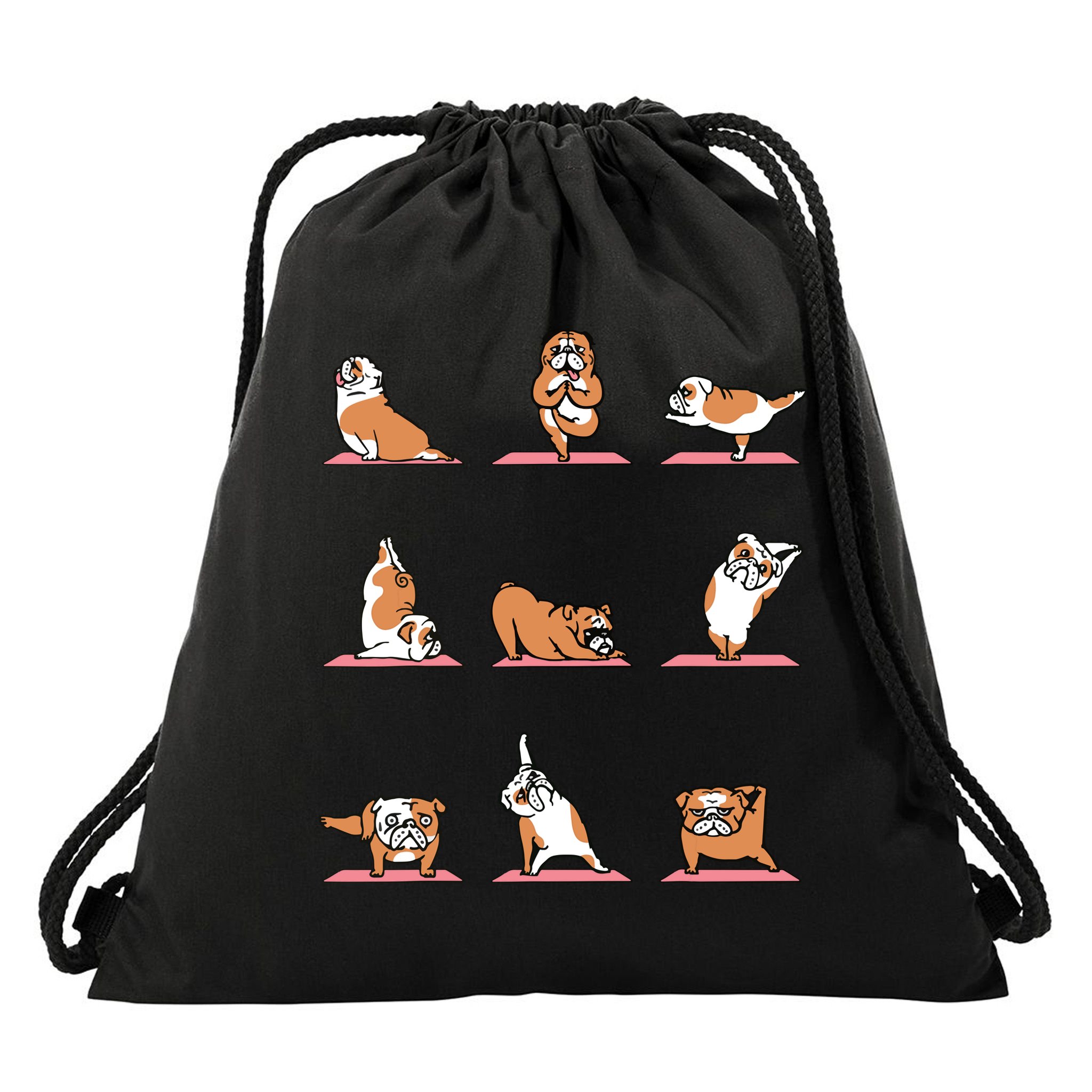 English Bulldog Yoga Puppy Yoga Poses And Meditation Drawstring Bag