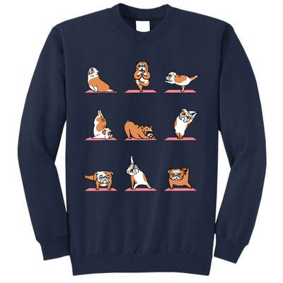 English Bulldog Yoga Puppy Yoga Poses And Meditation Tall Sweatshirt