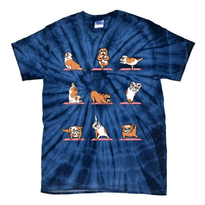 English Bulldog Yoga Puppy Yoga Poses And Meditation Tie-Dye T-Shirt