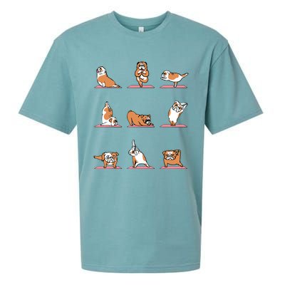 English Bulldog Yoga Puppy Yoga Poses And Meditation Sueded Cloud Jersey T-Shirt