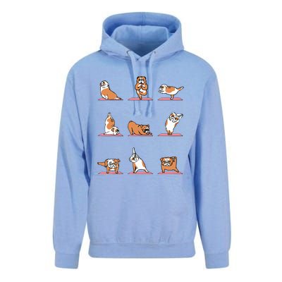 English Bulldog Yoga Puppy Yoga Poses And Meditation Unisex Surf Hoodie