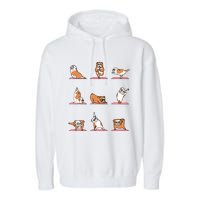 English Bulldog Yoga Puppy Yoga Poses And Meditation Garment-Dyed Fleece Hoodie