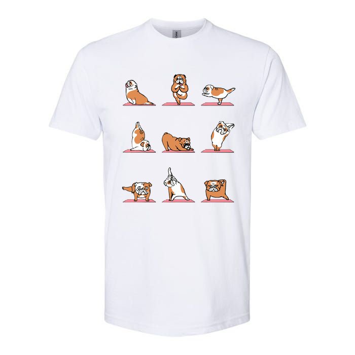 English Bulldog Yoga Puppy Yoga Poses And Meditation Softstyle CVC T-Shirt