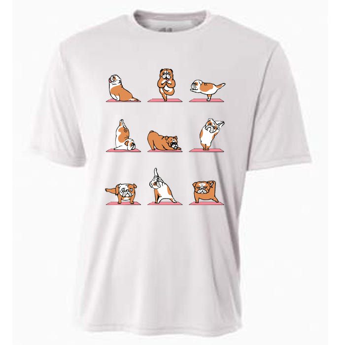 English Bulldog Yoga Puppy Yoga Poses And Meditation Cooling Performance Crew T-Shirt