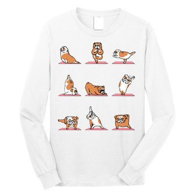 English Bulldog Yoga Puppy Yoga Poses And Meditation Long Sleeve Shirt