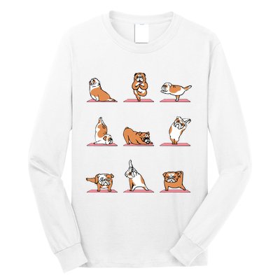 English Bulldog Yoga Puppy Yoga Poses And Meditation Long Sleeve Shirt